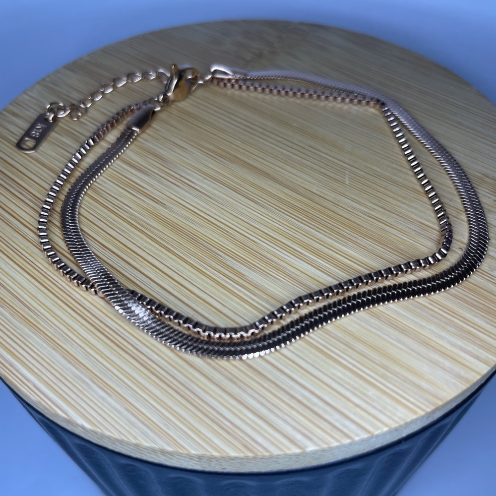 ✨Clara 18K Rose Gold Titanium Steel Snake Anklet Bracelet 3mm
